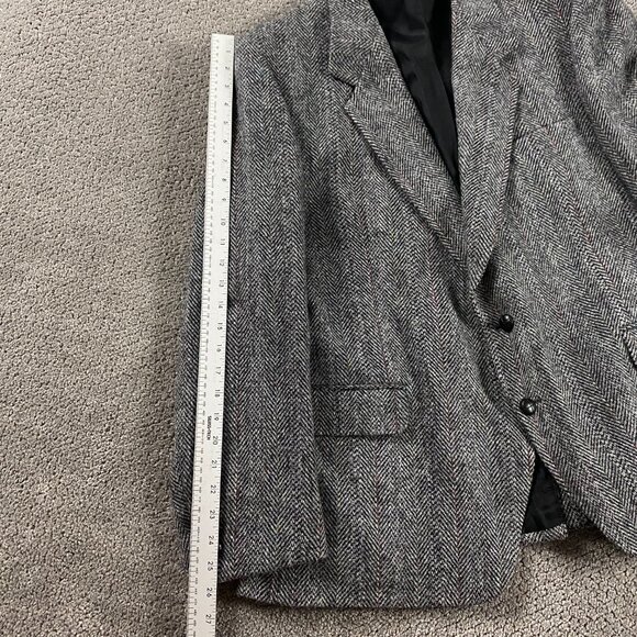 Vintage Harris Tweed Wool Tweed Herringbone Blazer Sport Coat Mens 46 SHORT Gray - Picture 13 of 16